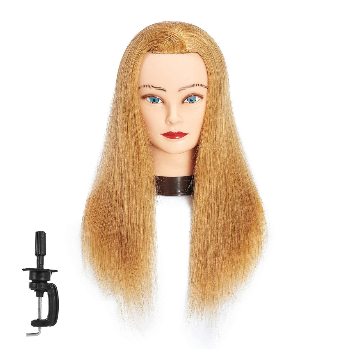 20-22" Female 100% Human Hair Mannequin Head for Hairdresser