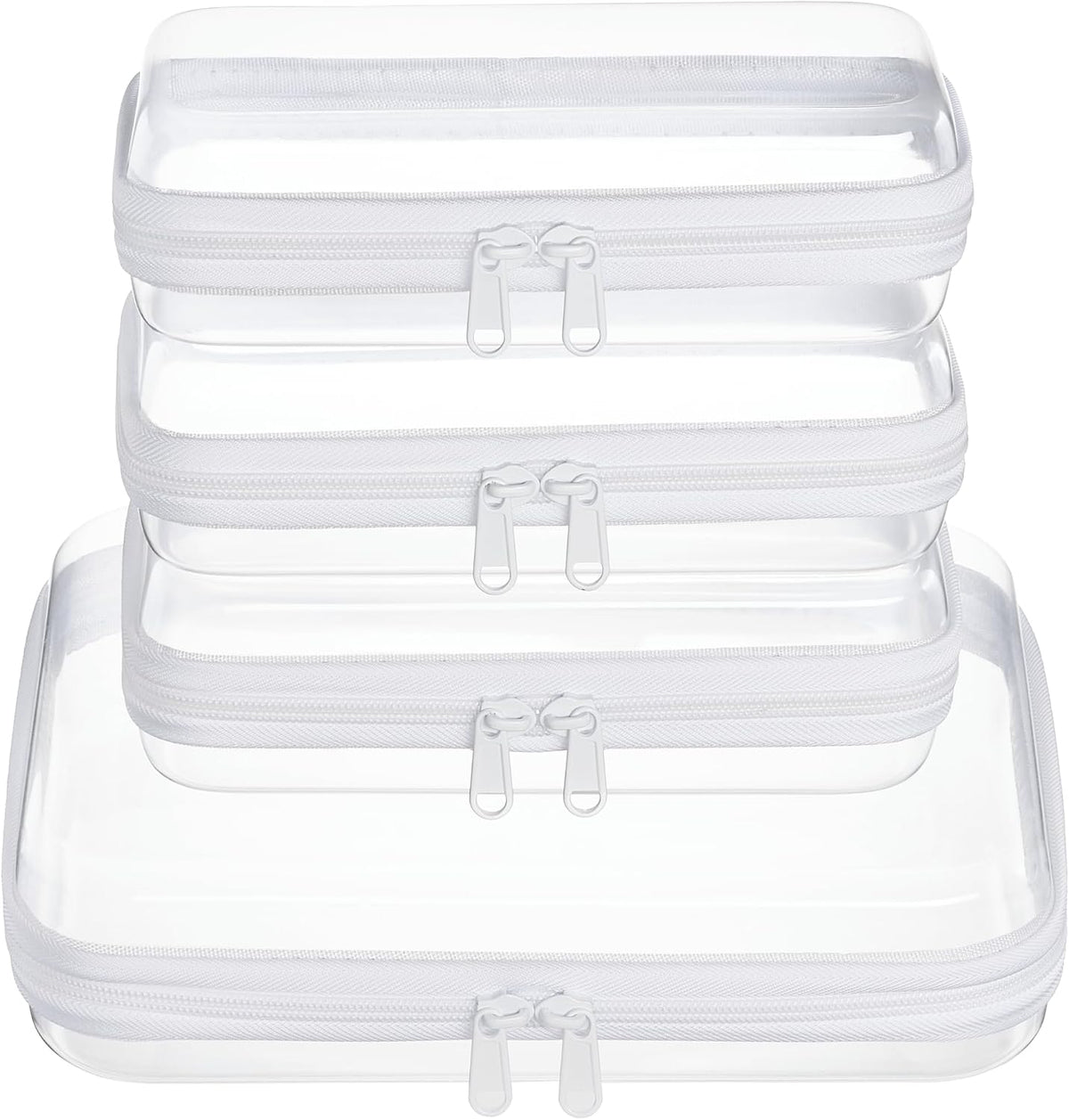 4 pcs Clear Zipper Pouches,Hard Shell Zipper Case