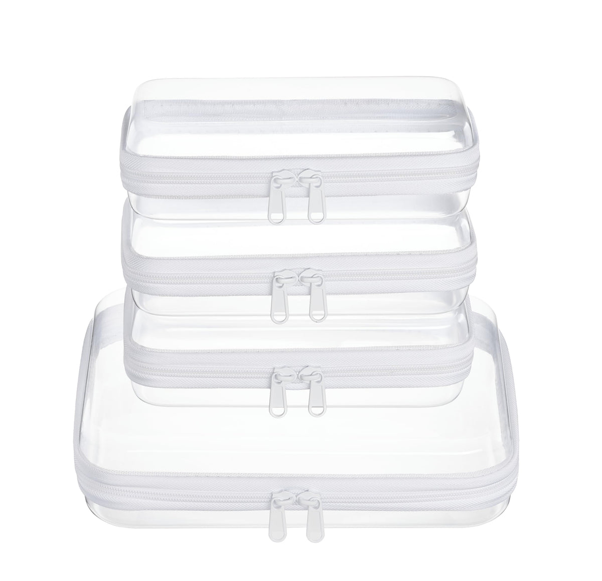4 pcs Clear Zipper Pouches,Hard Shell Zipper Case
