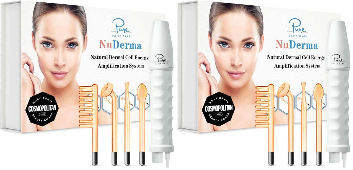 Pure Daily Care NuDerma Handheld Skin Therapy Wand Machine w/Neon – Anti-Aging - Skin Tightening - Wrinkle Reducing - Dark Circles – Clarifying - Hair & Scalp Stimulator