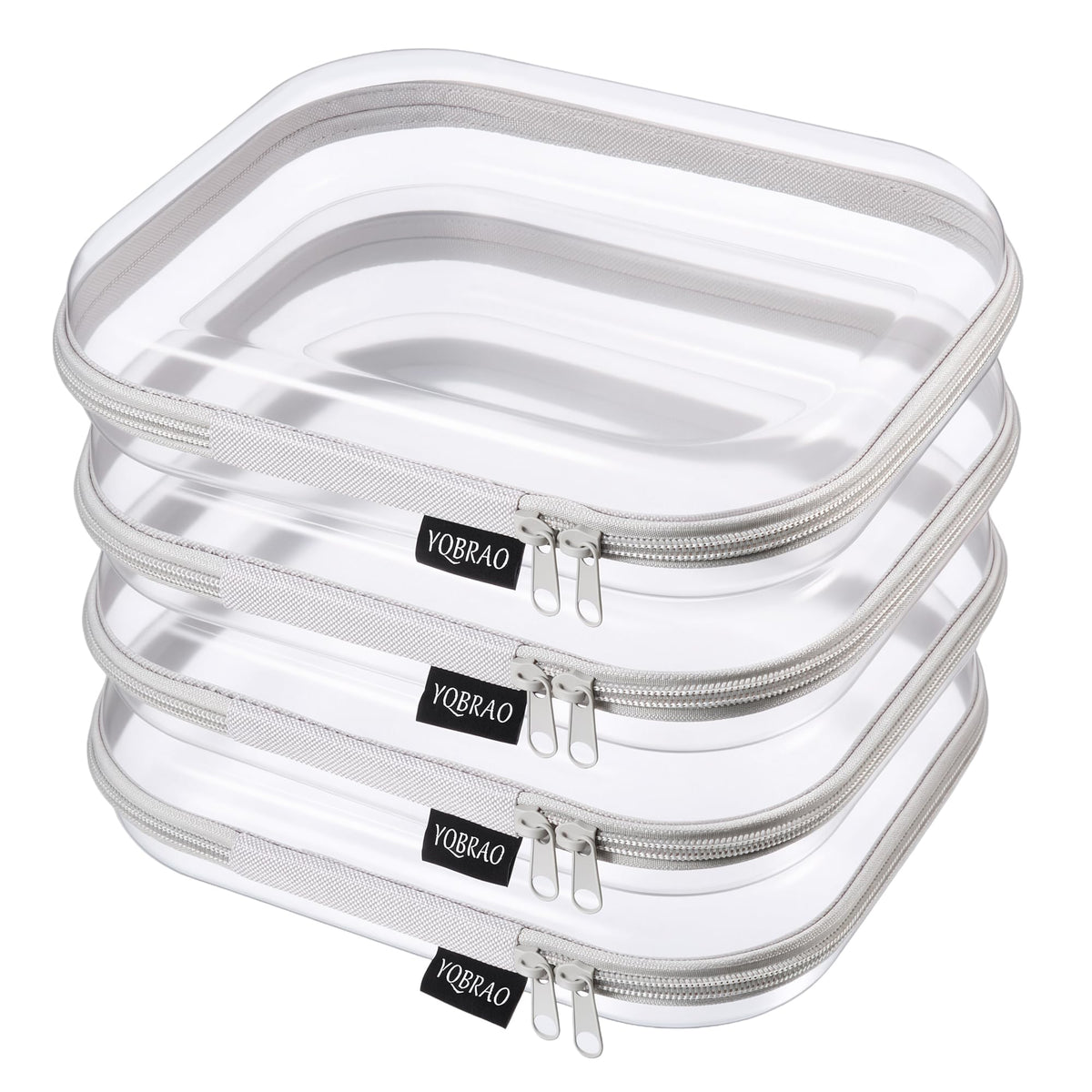 YQBRAO Clear Hard Shell Zipper Cases, Diaper Bag Organizer Pouches, White