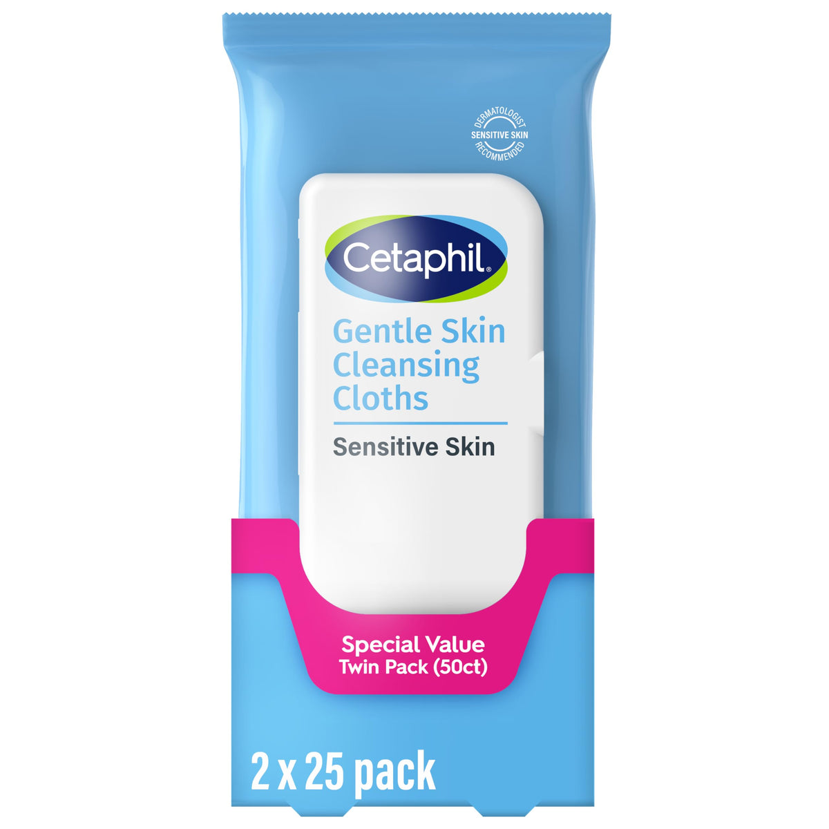 Cetaphil Gentle Makeup Remover Face Wipes, Fragrance Free, 25 Count
