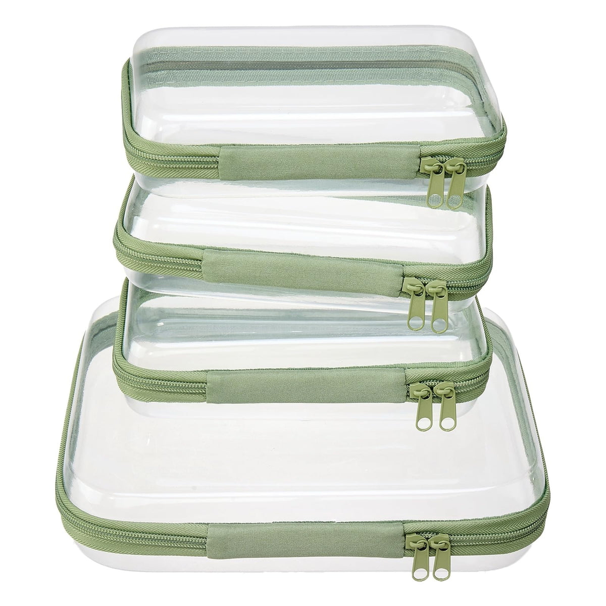 4 pcs Clear Zipper Pouches,Hard Shell Zipper Case