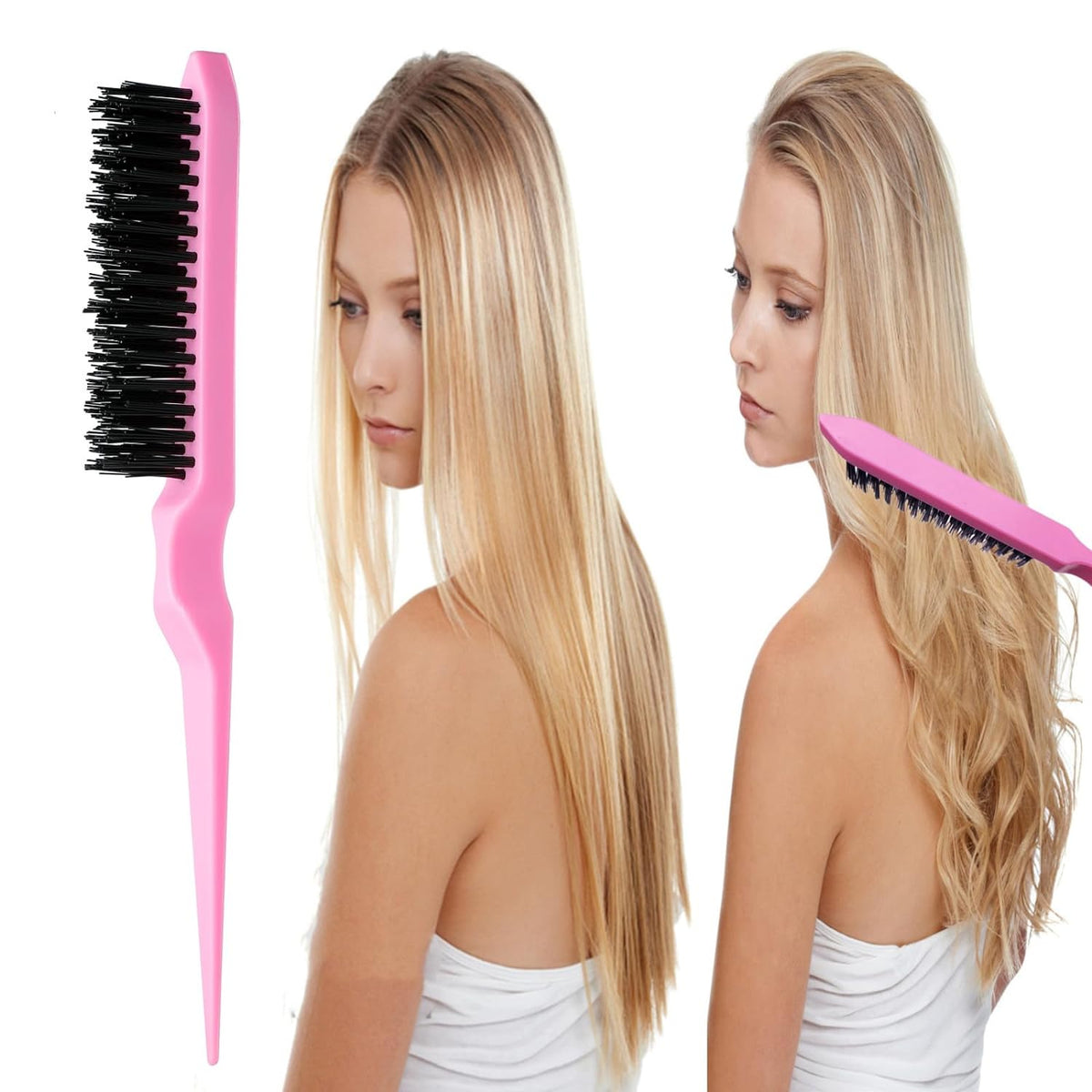 ZVOREI 8Pcs Hair Brushes Set wit, Pink 4Pcs Topsy Hair Tail Tools
