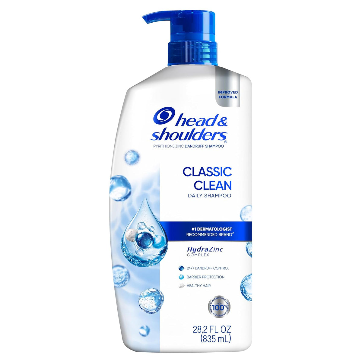Head & Shoulders Classic Clean Anti-Dandruff Shampoo, 72-Hour Dandruff Protection, 1% Pyrithione Zinc, 28.2 fl oz