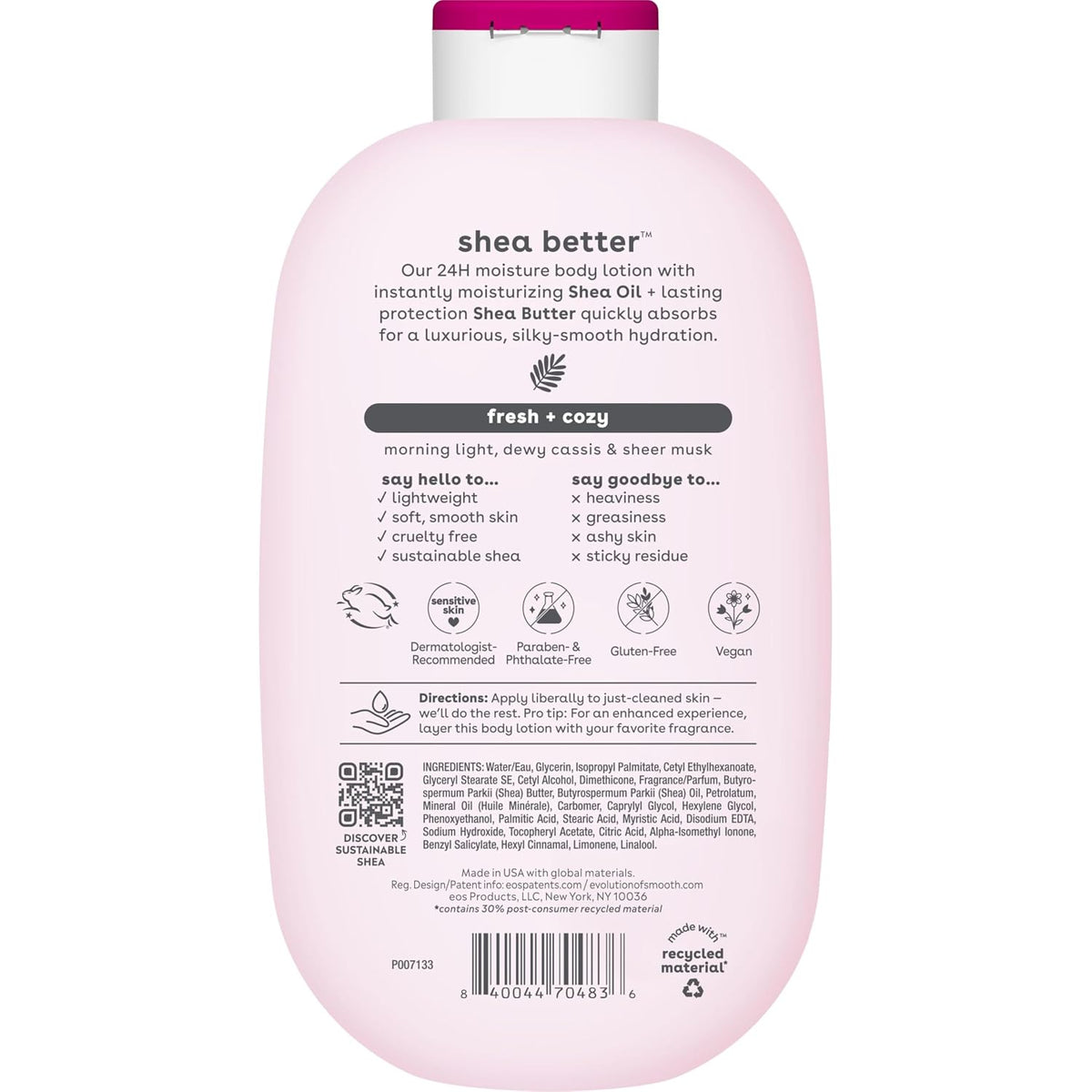 eos Natural Shea Better Body Lotion, Fresh & Cozy, 16 fl oz