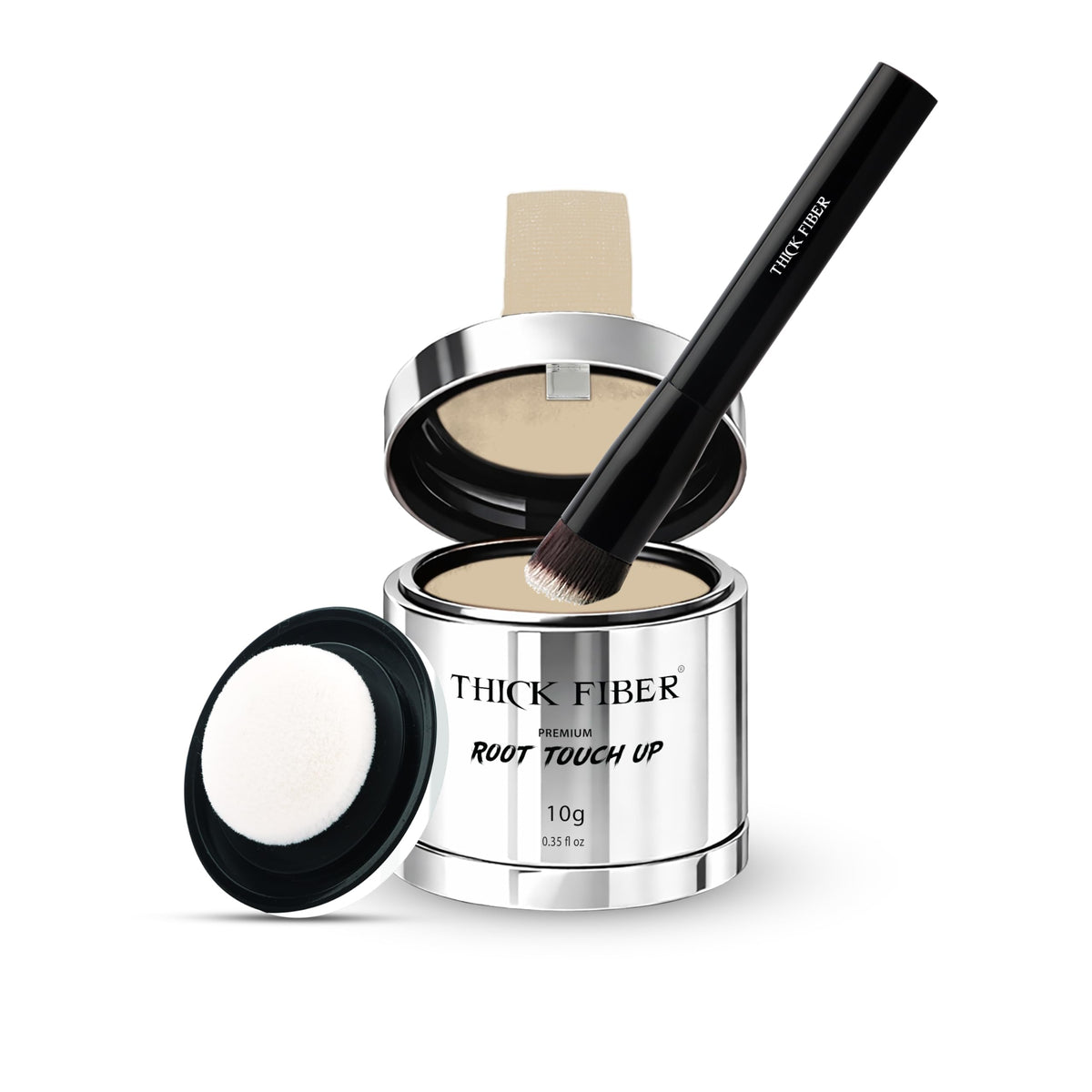 THICK FIBER Root Touch Up Powder - Water & Sweat Resistant Hair Loss Concealer Set for Thinning Hair Women, Includes Brush (Dark Brown)