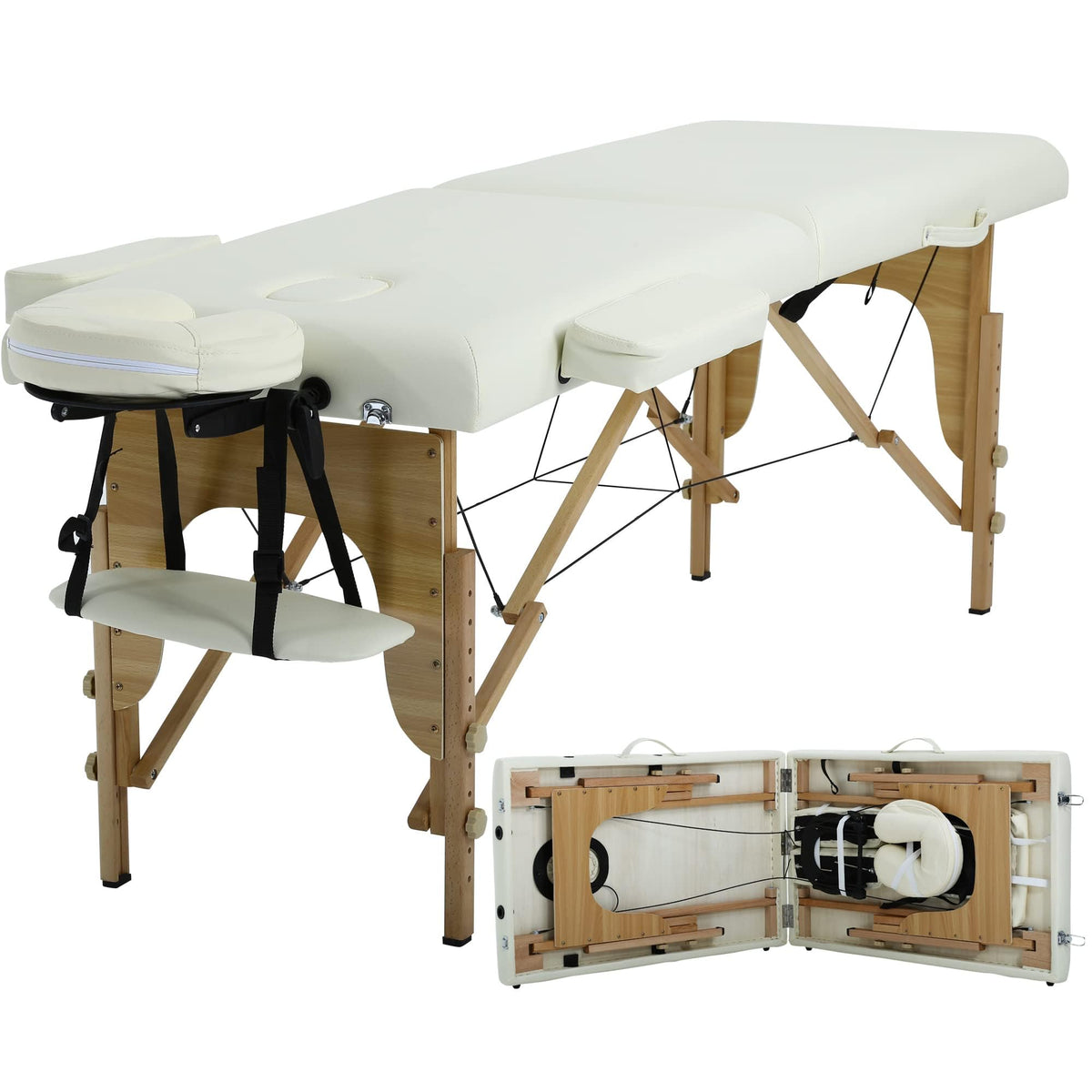 BestMassage | Portable Massage Table | 24" Wide, Black PU Leather