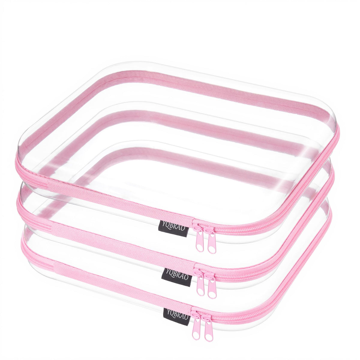 YQBRAO Clear Hard Shell Zipper Cases, Diaper Bag Organizer Pouches, White