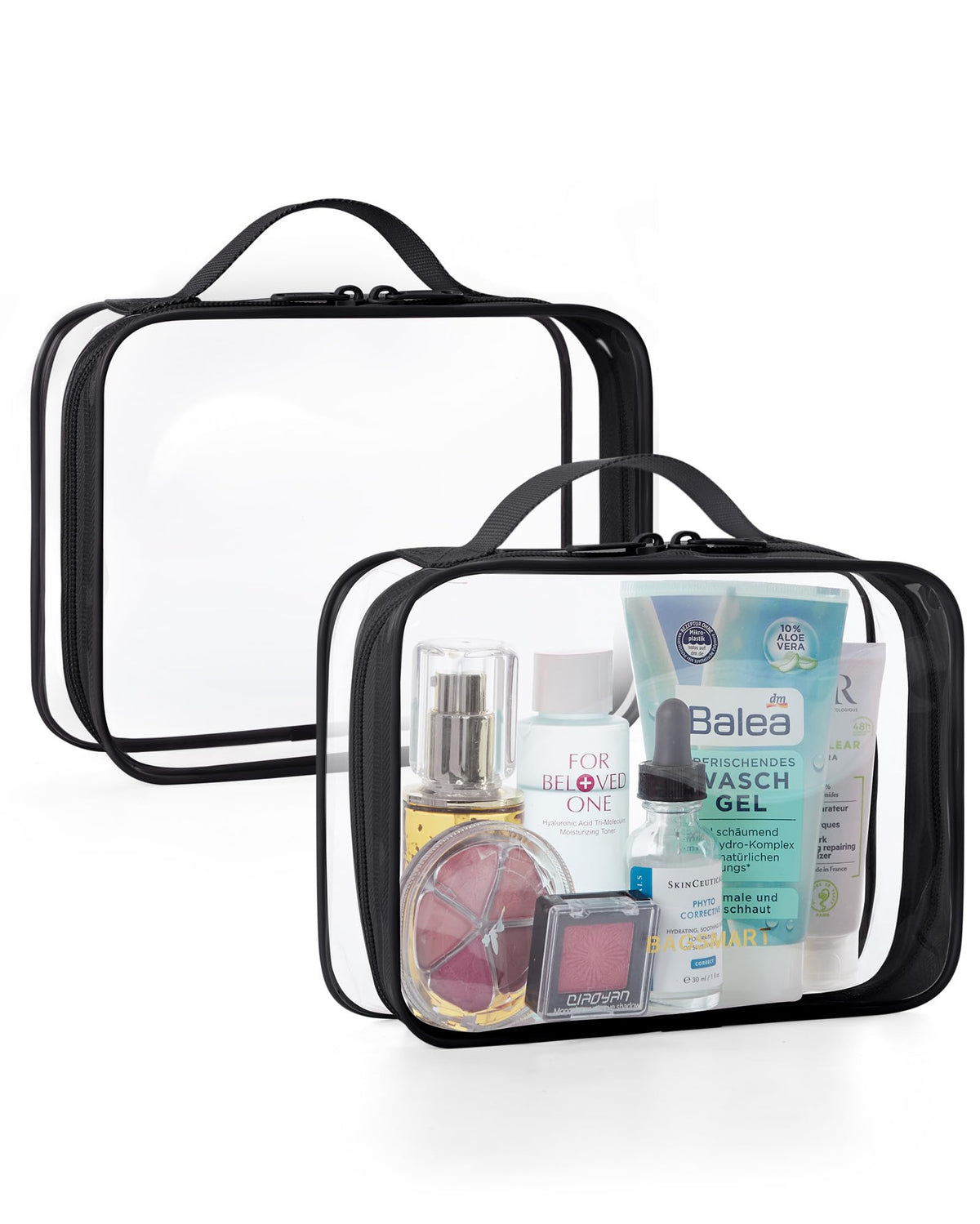 BAGSMART Clear Toiletry Bag 2-Pack TSA Approved Water-Repellent, Black