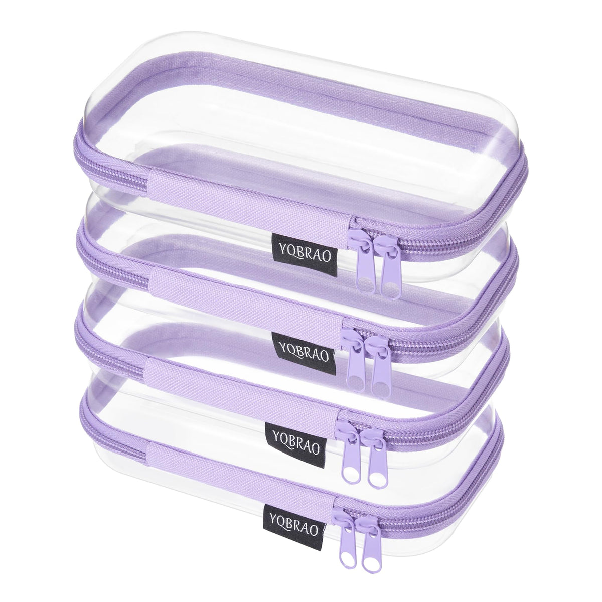 YQBRAO Clear Hard Shell Zipper Cases, Diaper Bag Organizer Pouches, White