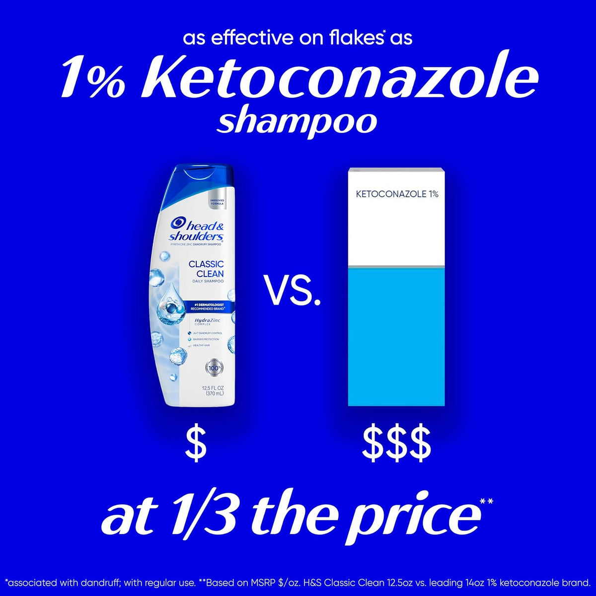 Head & Shoulders Classic Clean Anti-Dandruff Shampoo, 72-Hour Dandruff Protection, 1% Pyrithione Zinc, 28.2 fl oz