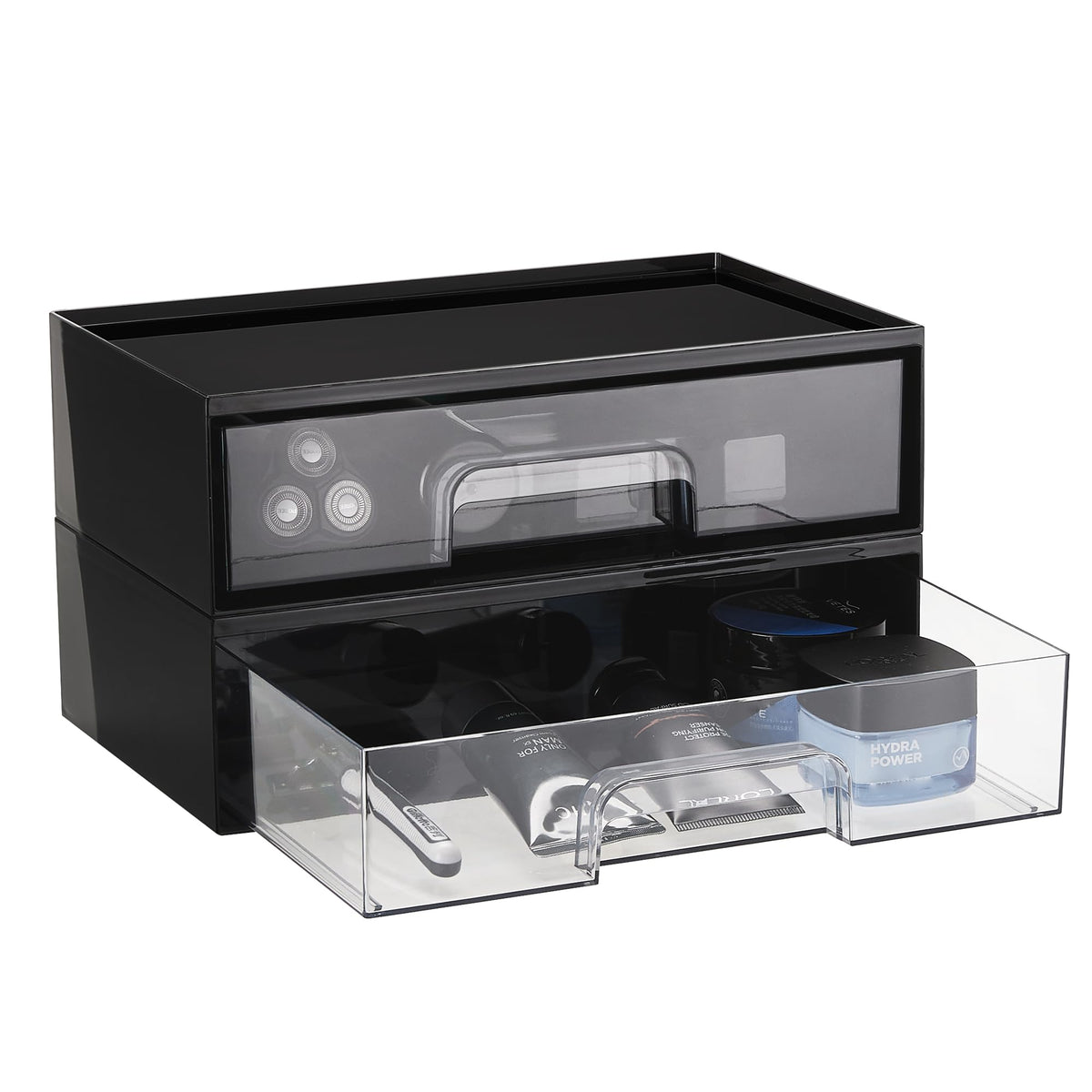 Vtopmart 4 Pack Small Clear Stackable Storage Drawers, Fits Narrow Spaces