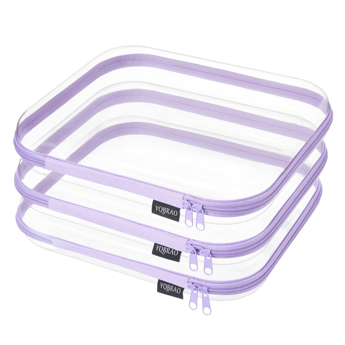 YQBRAO Clear Hard Shell Zipper Cases, Diaper Bag Organizer Pouches, White