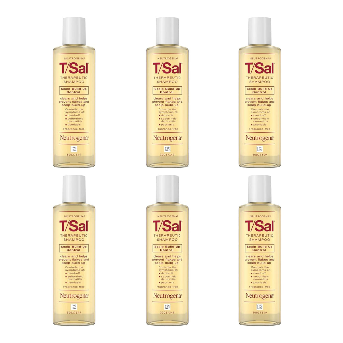 Neutrogena T/Sal Therapeutic Dandruff Shampoo, Scalp Build-Up Control, 3% Salicylic Acid,Psoriasis Treatment, Seborrheic Dermatitis Shampoo, Clears Flakes, Fragrance Free, 4.5 fl oz