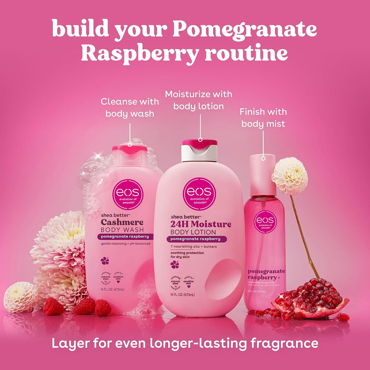 eos 24H Moisture Shea Better Body Lotion- Pomegranate Raspberry, 16 fl oz
