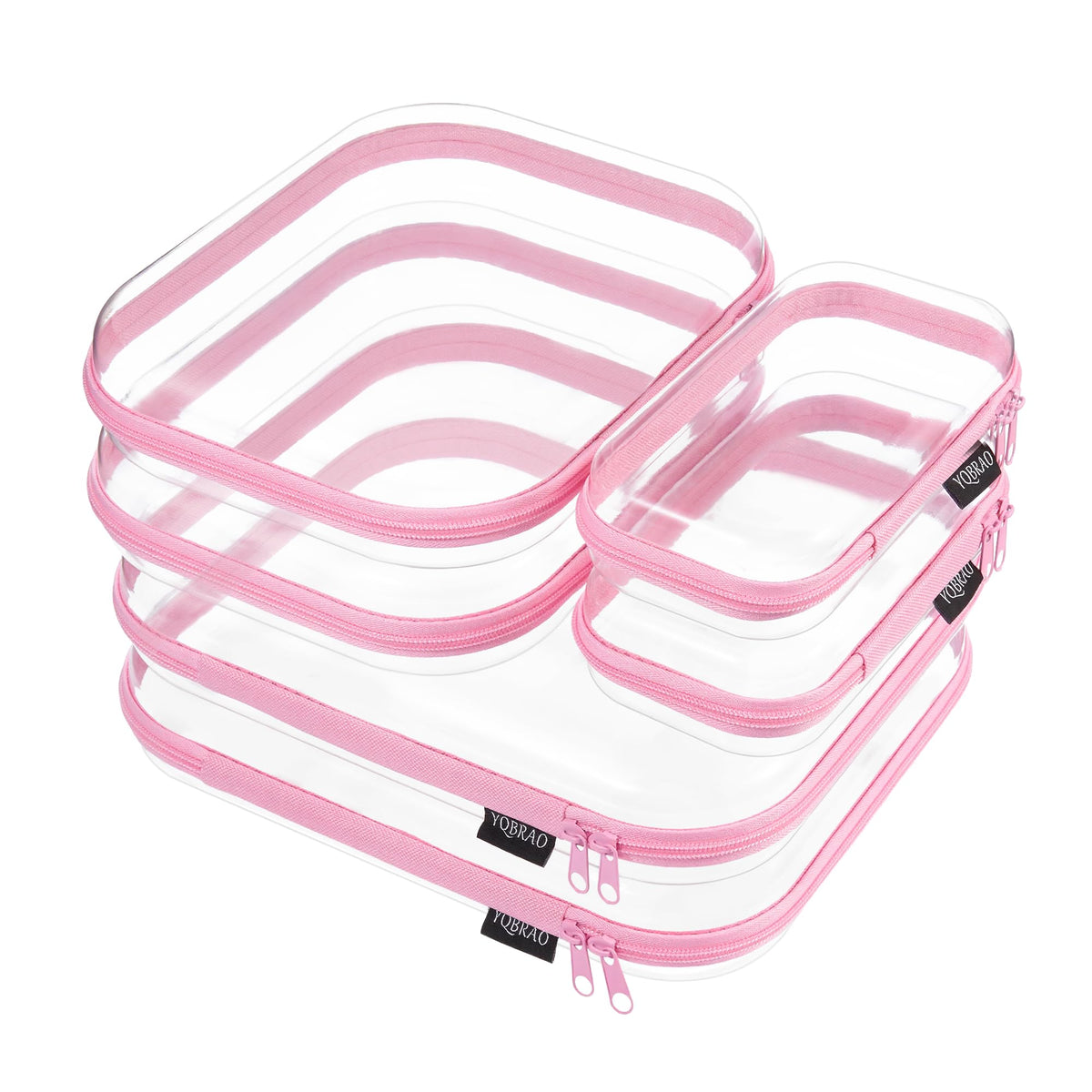 YQBRAO Clear Hard Shell Zipper Cases, Diaper Bag Organizer Pouches, White