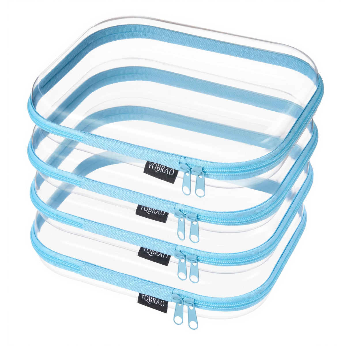 YQBRAO Clear Hard Shell Zipper Cases, Diaper Bag Organizer Pouches, White