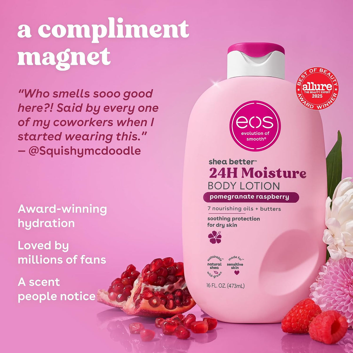eos 24H Moisture Shea Better Body Lotion- Pomegranate Raspberry, 16 fl oz