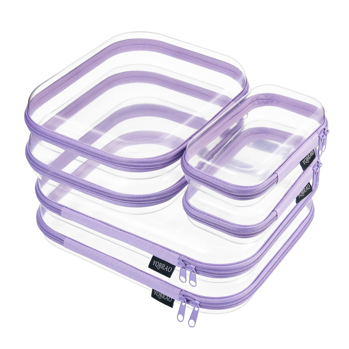 YQBRAO Clear Hard Shell Zipper Cases, Diaper Bag Organizer Pouches, White