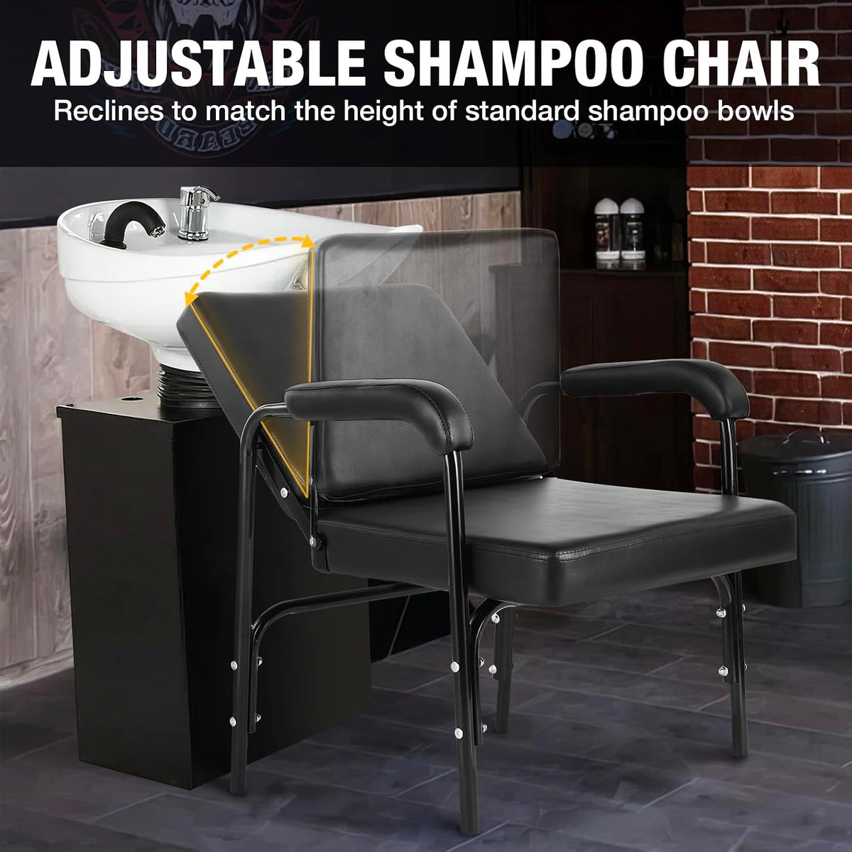 Shampoo Chair Adjustable Recline Shampoo Chairs for Salon Black