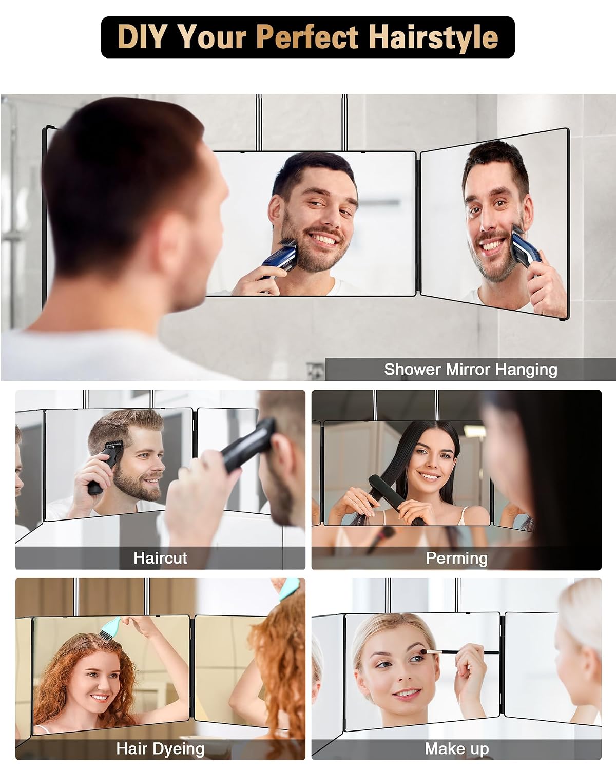 JUSRON 360 Viewing Angle Self Hair Cutting Mirror Shower Mirror