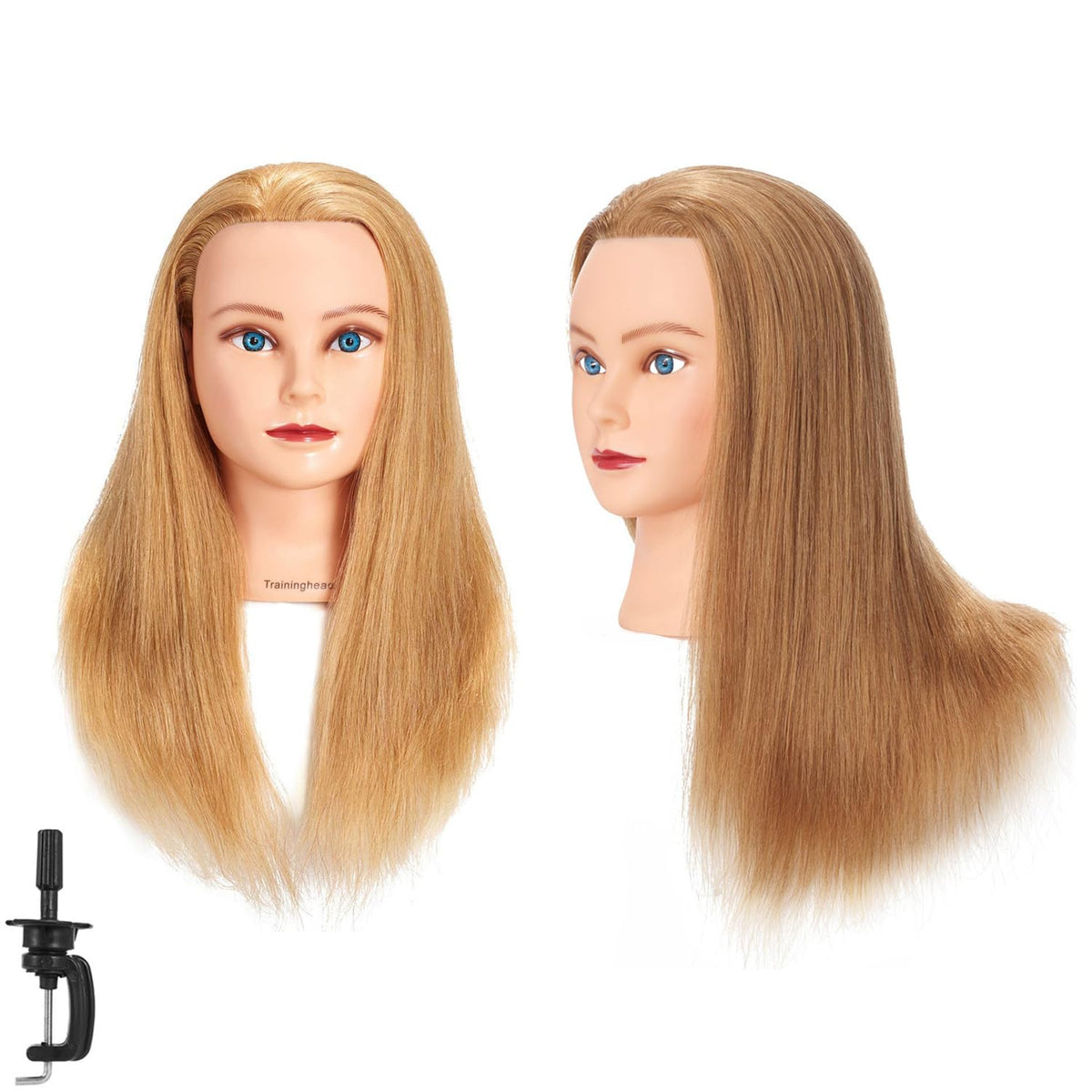20-22" Female 100% Human Hair Mannequin Head for Hairdresser