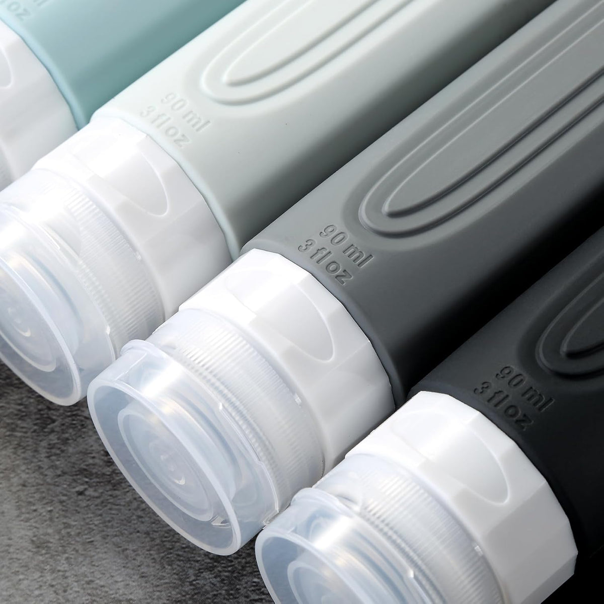 Mrsdry Travel Bottles for Toiletries, Tsa Approved 3oz Travel Size Containers BPA Free Leak Proof Refillable Liquid Silicone Squeezable Travel Accessories for Shampoo Conditioner Lotion (4 Pack)