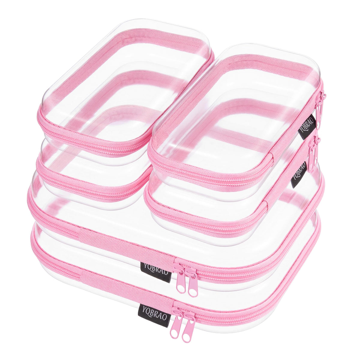 YQBRAO Clear Hard Shell Zipper Cases, Diaper Bag Organizer Pouches, White