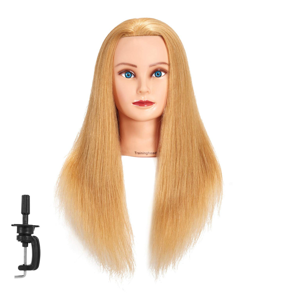 20-22" Female 100% Human Hair Mannequin Head for Hairdresser