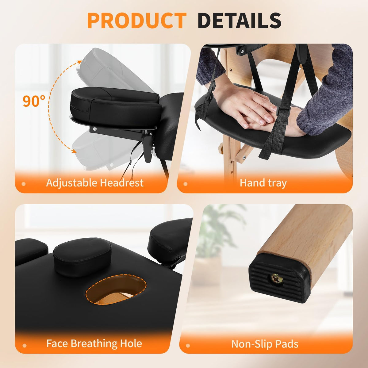 BestMassage | Portable Massage Table | 24" Wide, Black PU Leather