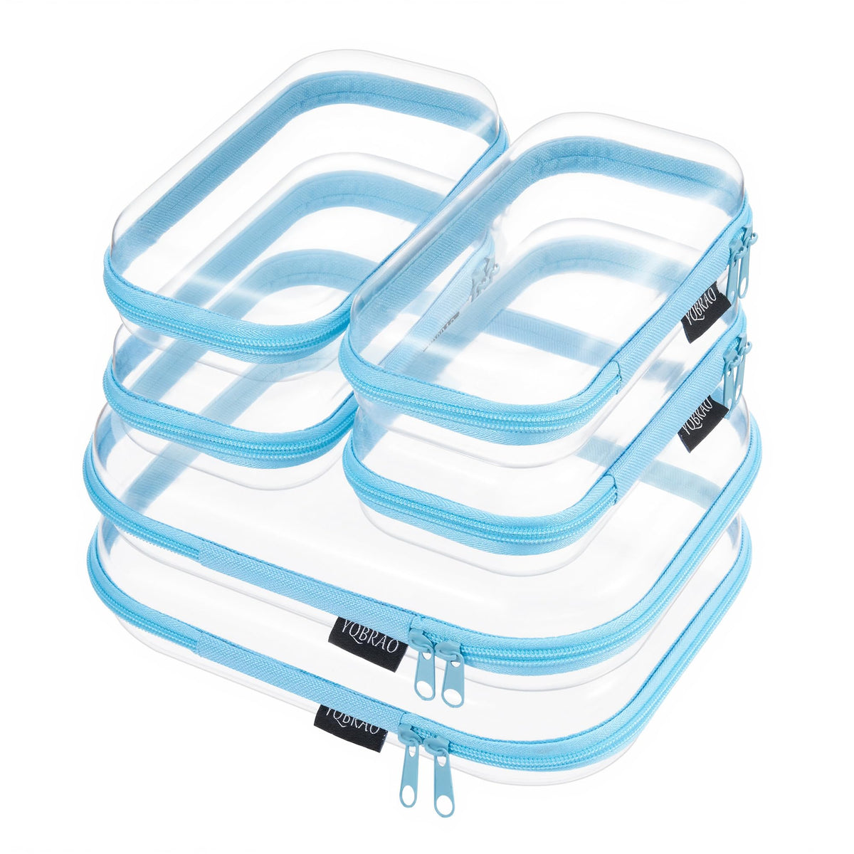 YQBRAO Clear Hard Shell Zipper Cases, Diaper Bag Organizer Pouches, White