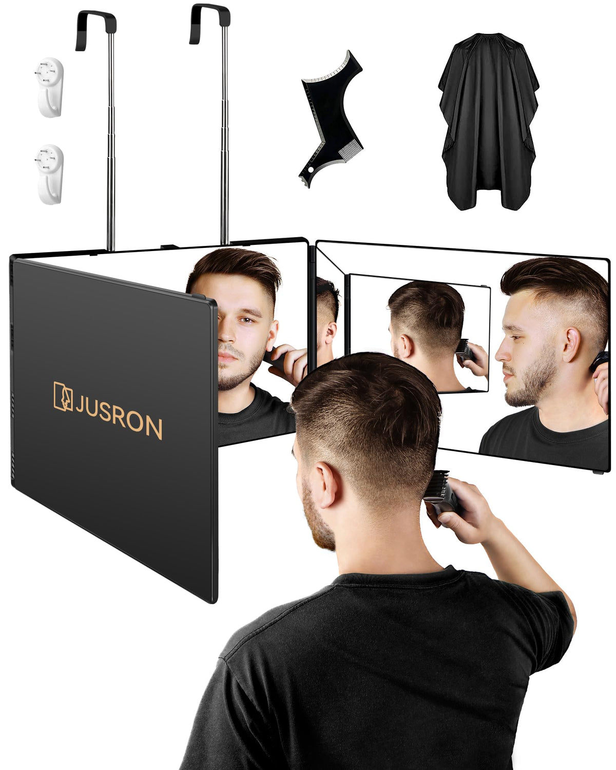 JUSRON 360 Viewing Angle Self Hair Cutting Mirror Shower Mirror