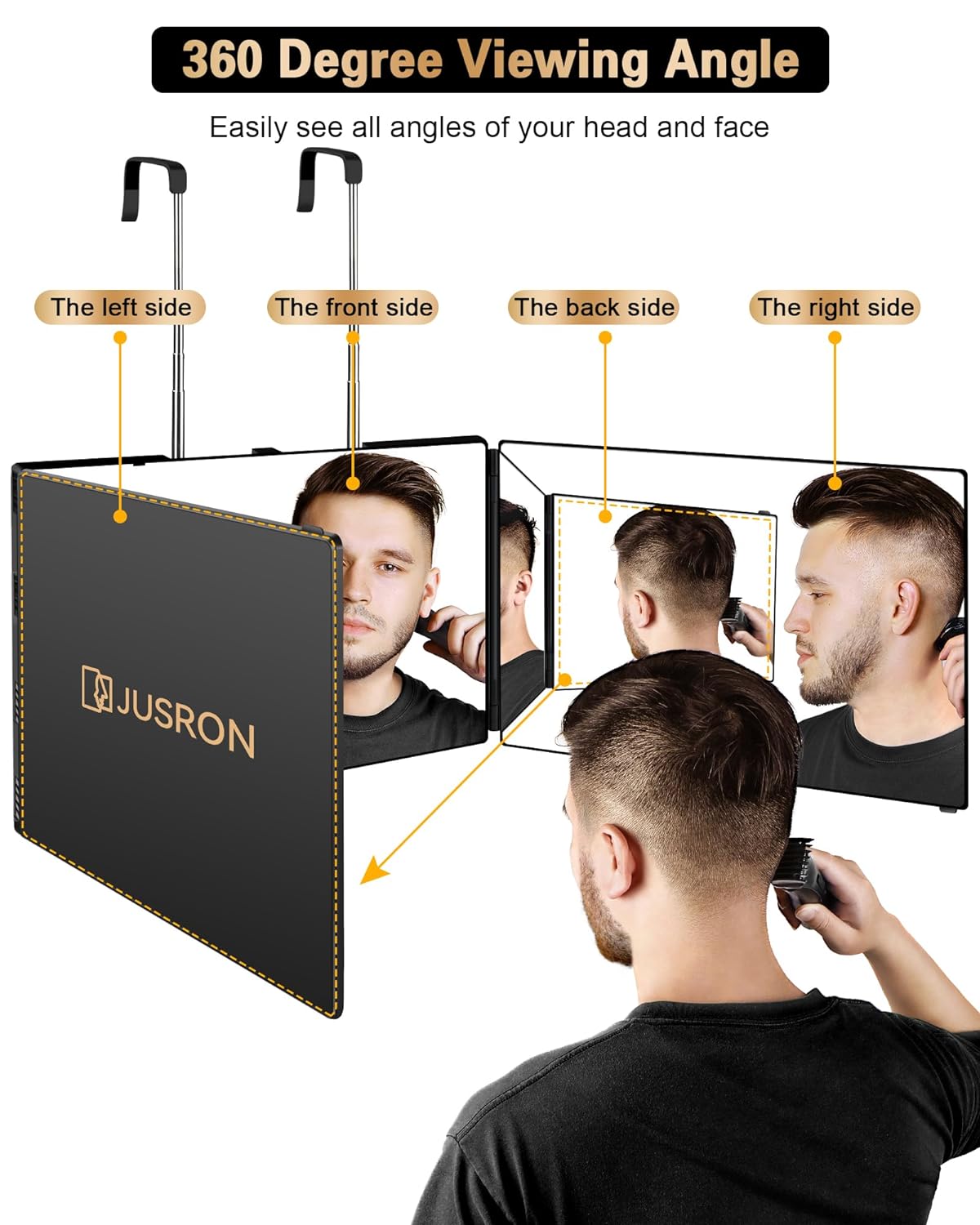 JUSRON 360 Viewing Angle Self Hair Cutting Mirror Shower Mirror
