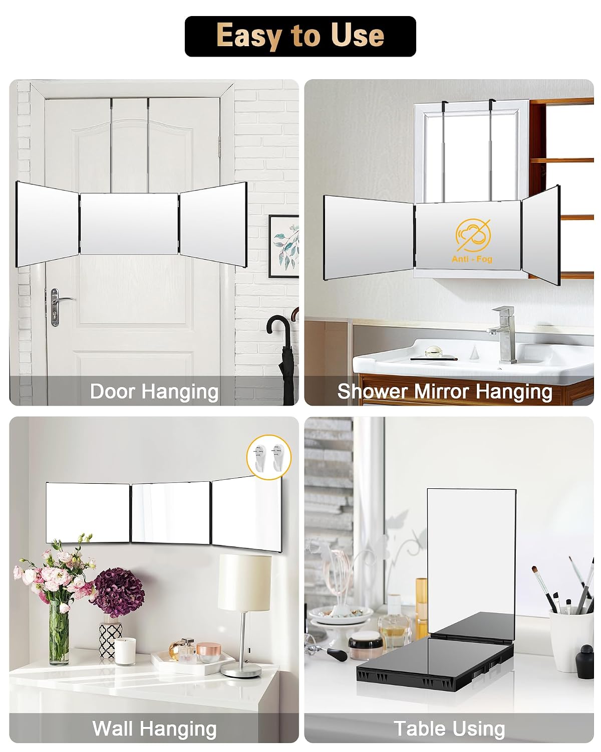 JUSRON 360 Viewing Angle Self Hair Cutting Mirror Shower Mirror