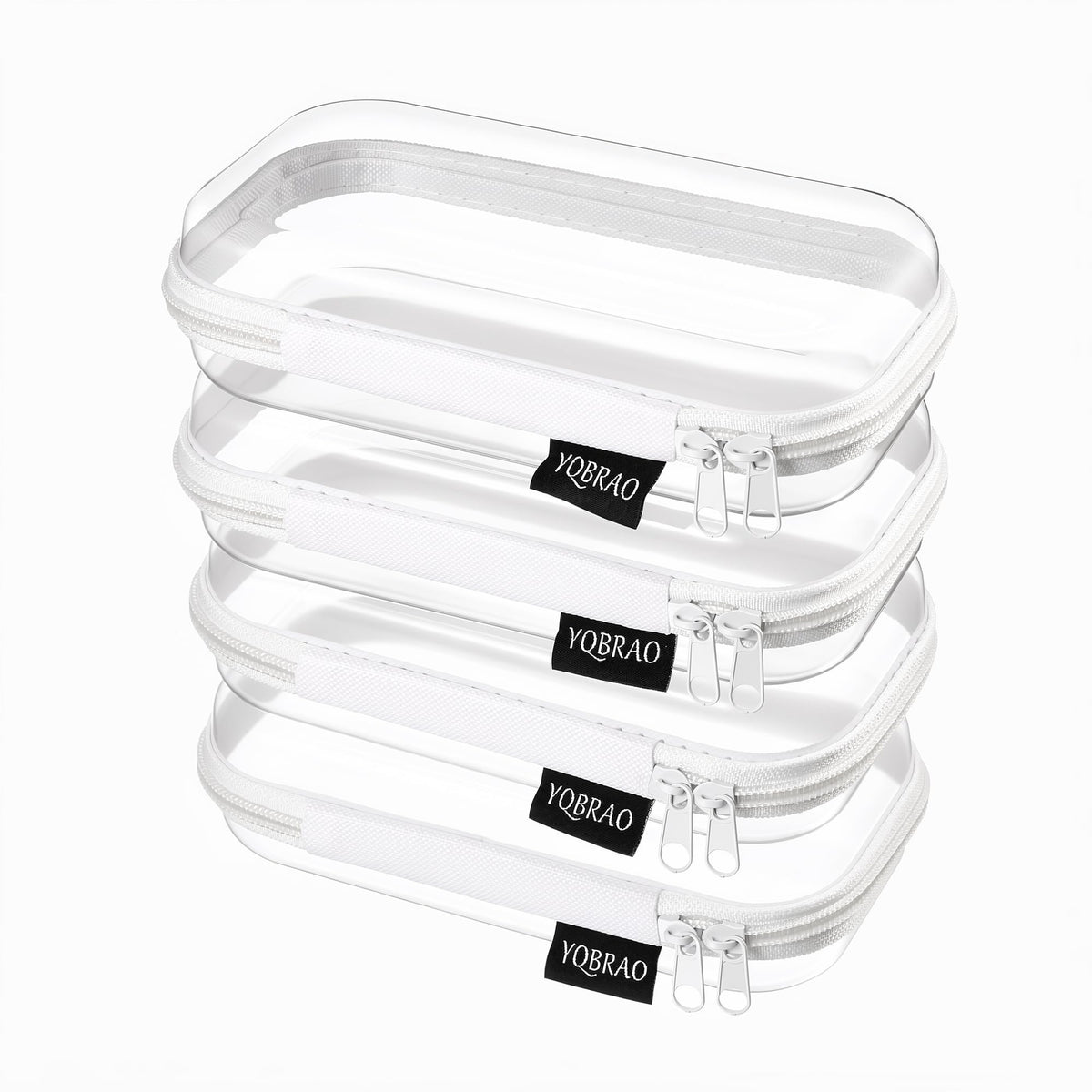 YQBRAO Clear Hard Shell Zipper Cases, Diaper Bag Organizer Pouches, White