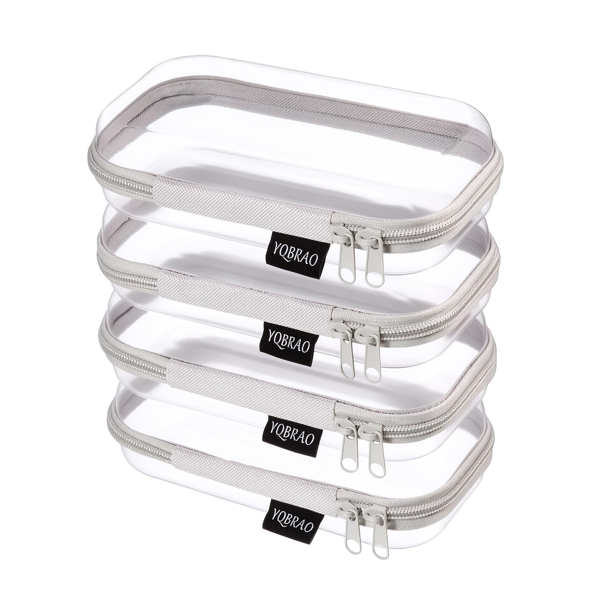 YQBRAO Clear Hard Shell Zipper Cases, Diaper Bag Organizer Pouches, White