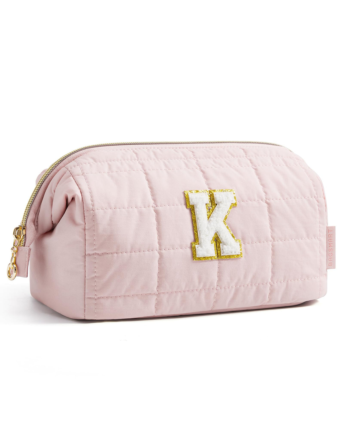 BAGSMART Makeup Bag Travel Toiletry Bag, Wide-open Zipper Pouch, Pink