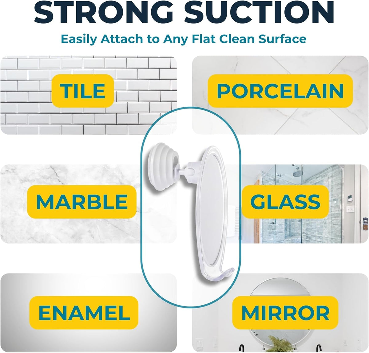 HONEYBULL Fogless Shower Mirror for Shaving with Suction Mount, White