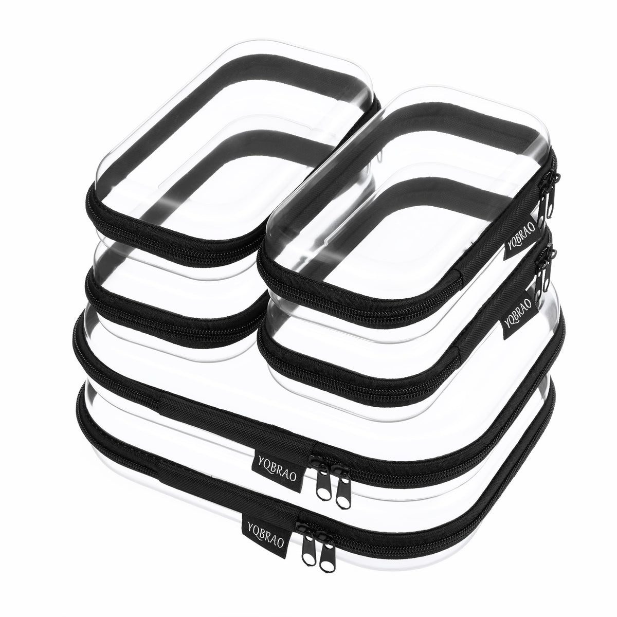 YQBRAO Clear Hard Shell Zipper Cases, Diaper Bag Organizer Pouches, White