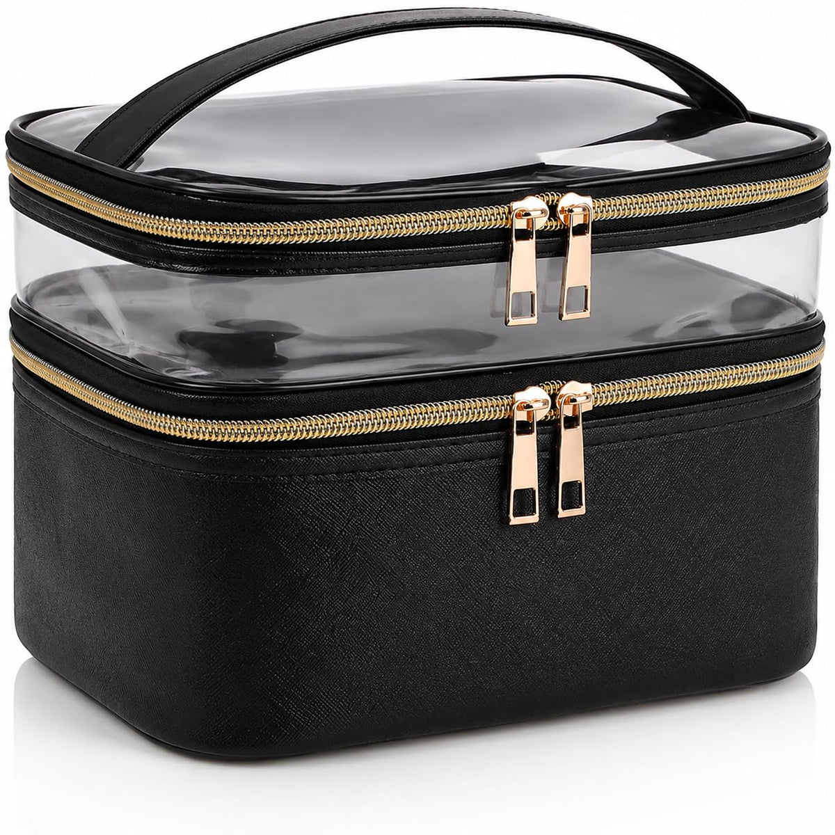 Double-layer Cosmetic Bag Makeup Bag Travel Makeup Bag Makeup Bags for Women Cosmetics Cases Portable Waterproof Foldable (Leopard)