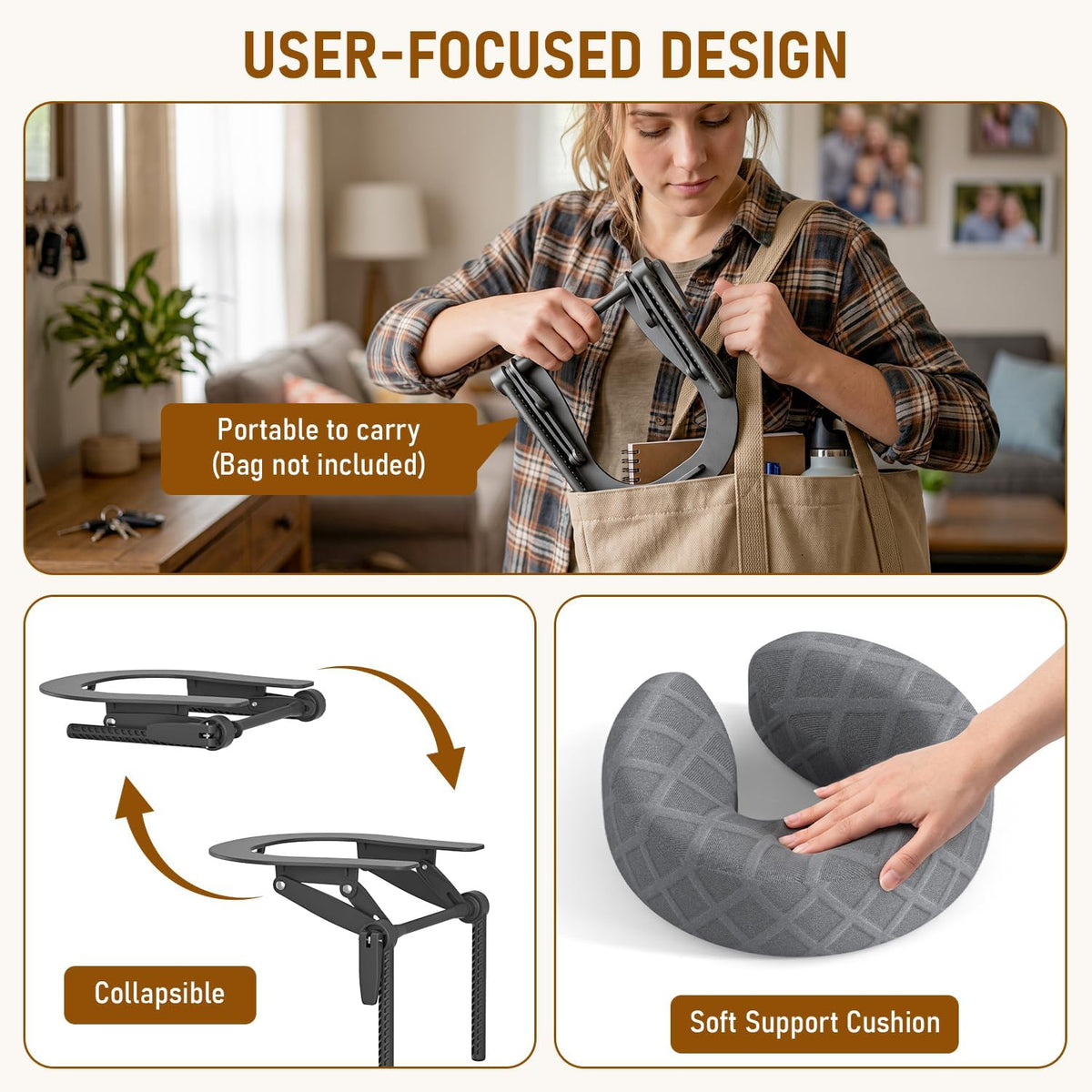 Massage Headrest for Bed, Adjustable Massage Face Cradle at Home, Portable Massage Table Kit for Sleeping Mattress, Height Adjustable up to 19 in, Face Down Pillow After Eye Surgery, Gray
