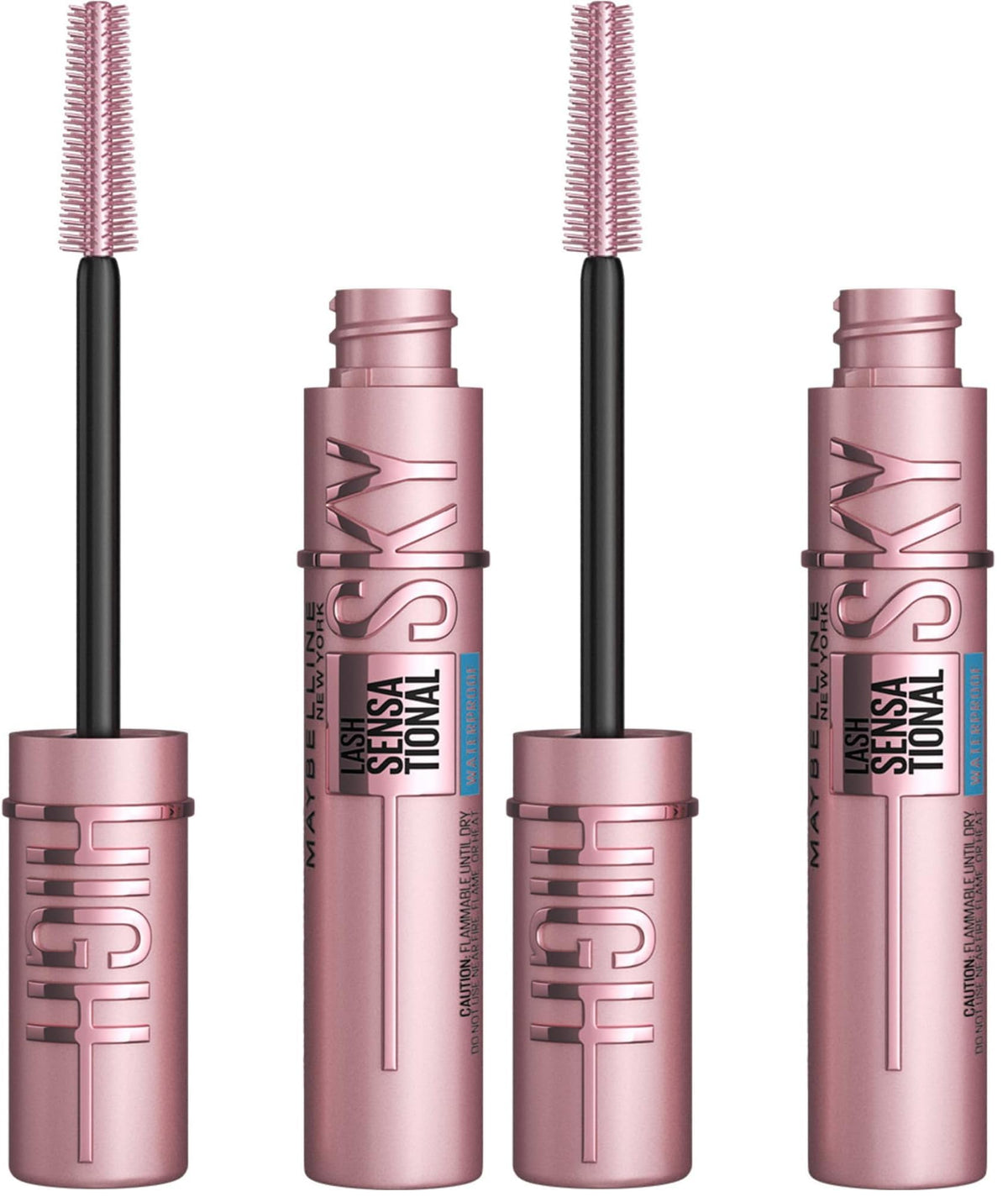 Maybelline Lash Sensational Sky High Washable Mascara Makeup, Volumizing, Lengthening, Defining, Curling, Multiplying, Buildable Formula, Blackest Black, 1 Count