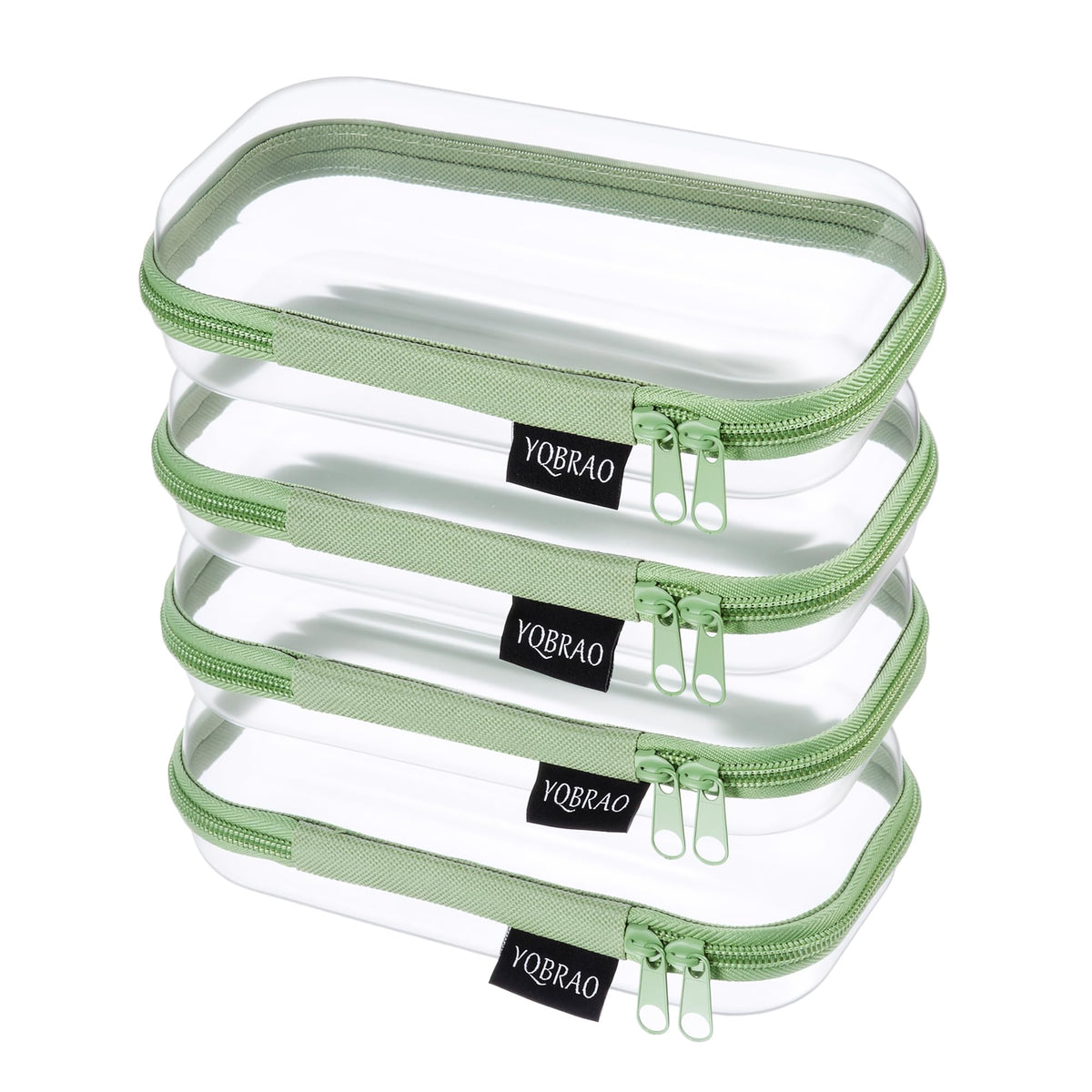 YQBRAO Clear Hard Shell Zipper Cases, Diaper Bag Organizer Pouches, White