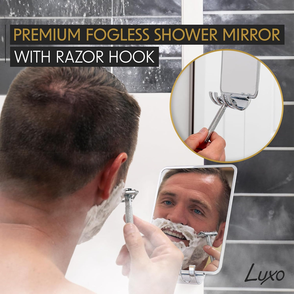 Luxo Shower Mirror Fogless for Shaving, Shower Shaving Mirror - Chrome