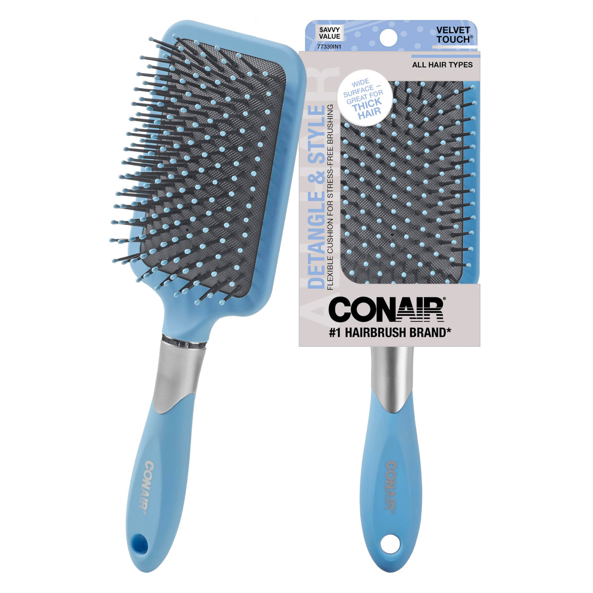 Conair Paddle Hair Brush, Ultra Wide Detangling Design for Thick Hair