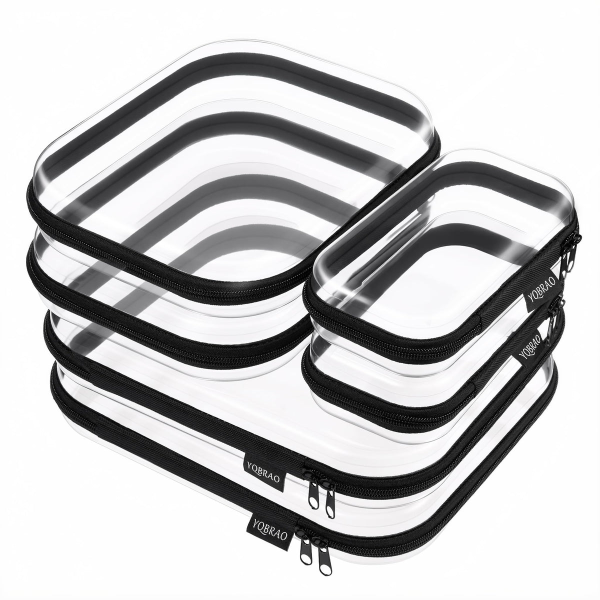 YQBRAO Clear Hard Shell Zipper Cases, Diaper Bag Organizer Pouches, White