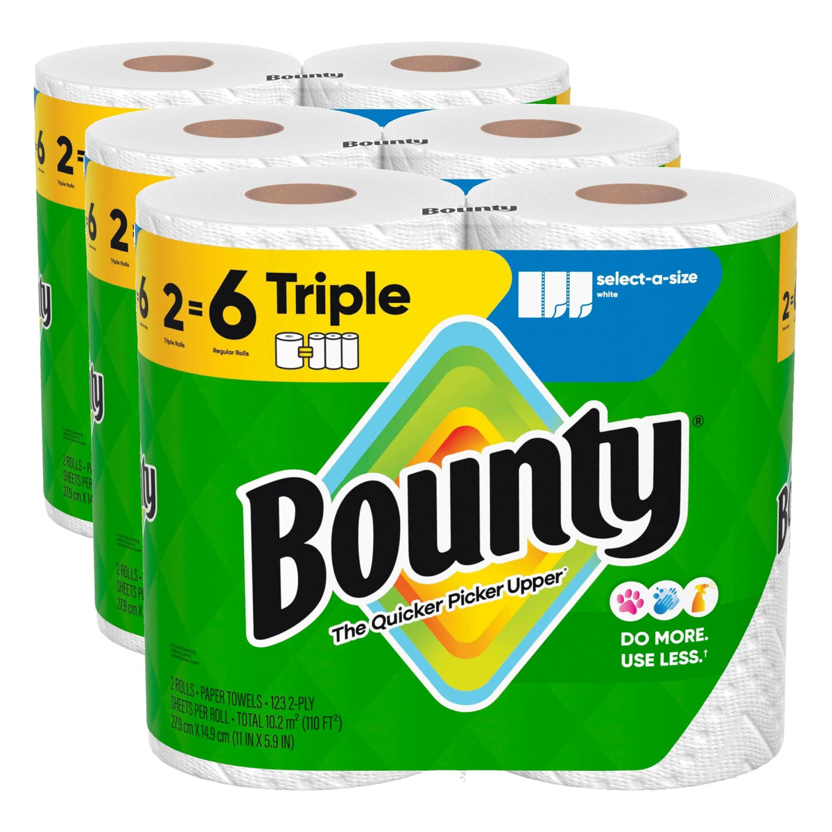 Bounty Select-A-Size Paper Towels, White, 8 Triple Rolls = 24 Regular Roll
