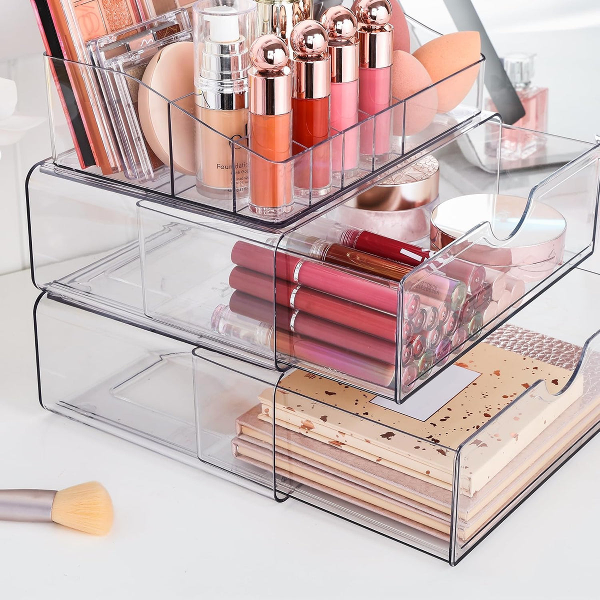 Vtopmart 3 Tier Clear Makeup Organizer with 2 Drawers