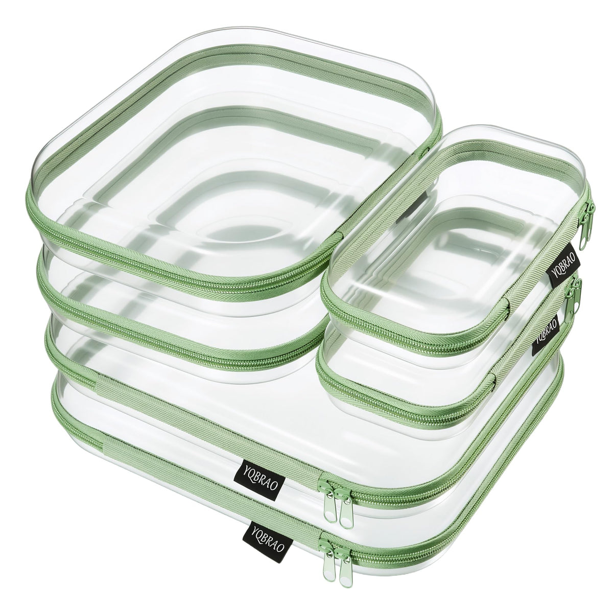 YQBRAO Clear Hard Shell Zipper Cases, Diaper Bag Organizer Pouches, White